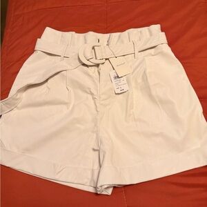 Windsor Cream High Waist Belted Shorts